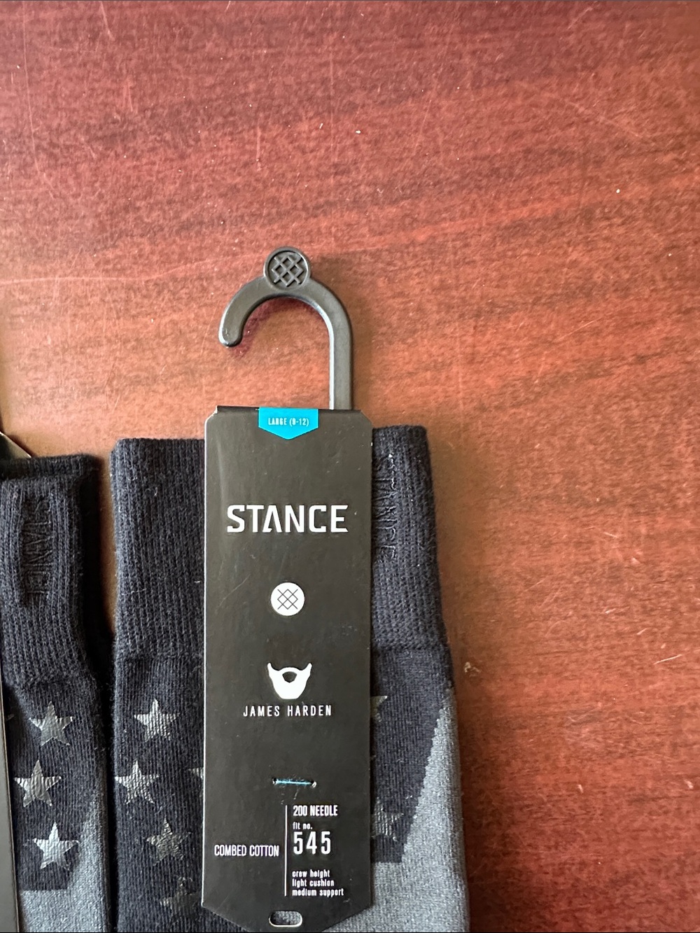 #142, NWT Stance Men’s Black and Gray Star & Stripe Crew Socks - 3 Pack - Picture 2 of 3